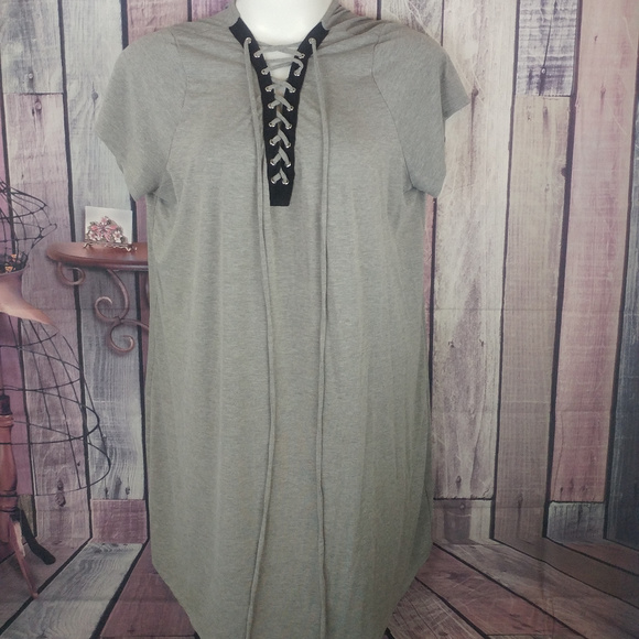 torrid Dresses & Skirts - Womens 3X torrid grey lace up front Tee dress  U3